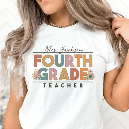 Personalized Fourth Grade Teacher T-shirt