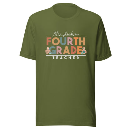 Personalized Fourth Grade Teacher T-shirt